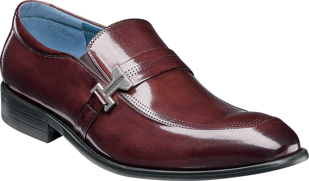 Men s Stacy Adams Jonas Moc Toe Loafer Burgundy Buffalo Leather 7 M Walmart