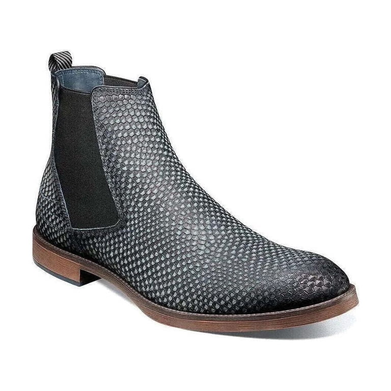 Stacy Adams Men's Maury Cap Toe Chelsea Boot - Burnished Leather With Side Gore, RedZone Footbed