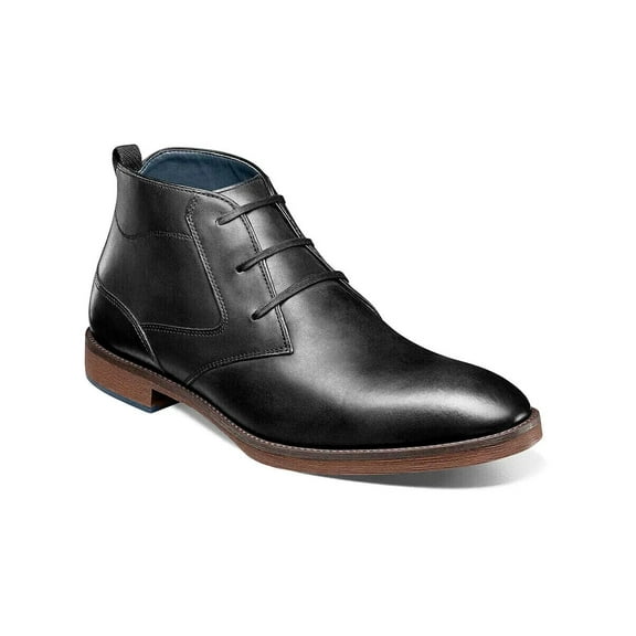 Men's Stacy Adams Kyron Plain Toe Chukka Boot Black Smooth Leather  25545-005