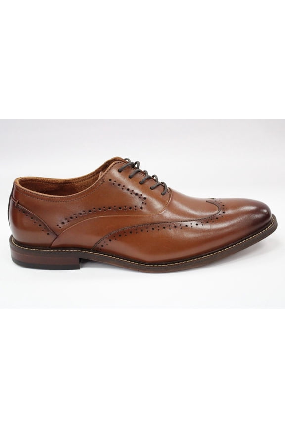 Men's Stacy Adams Macarthur Cognac Leather Wingtip Dress Shoes 25489-221