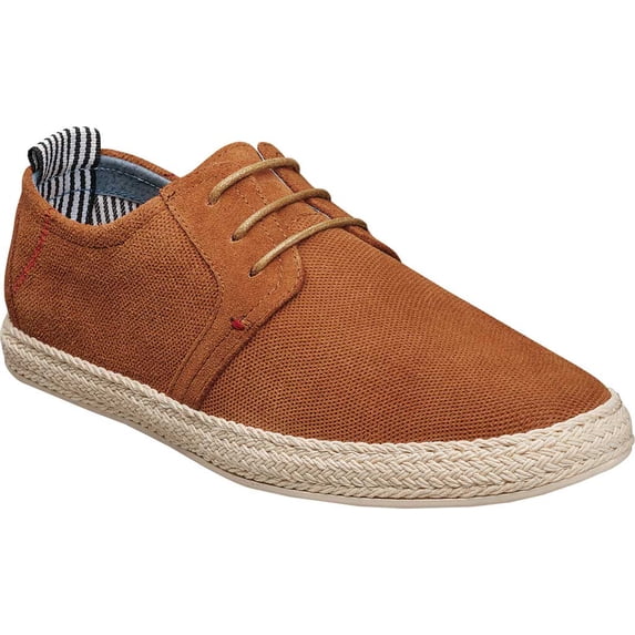 Men's Stacy Adams Nicolo Plain Toe Sneaker Cognac Textured Suede/Jute 10 M