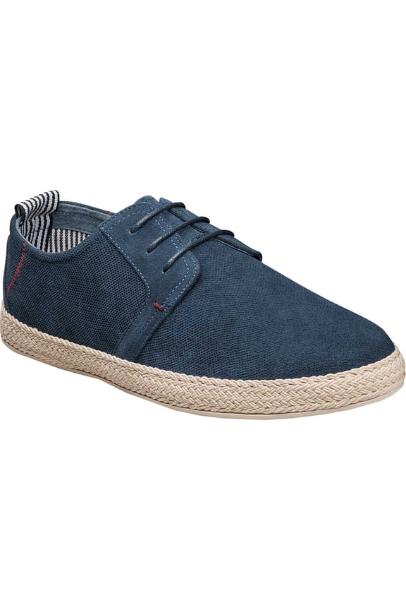 Men's Stacy Adams Nicolo Plain Toe Sneaker Dark Blue Textured Suede/Jute 11.5 M
