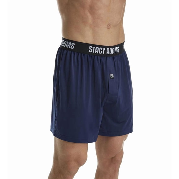 Men's Stacy Adams SA1000 Moisture Wicking ComfortBlend Boxer Short (Navy L)