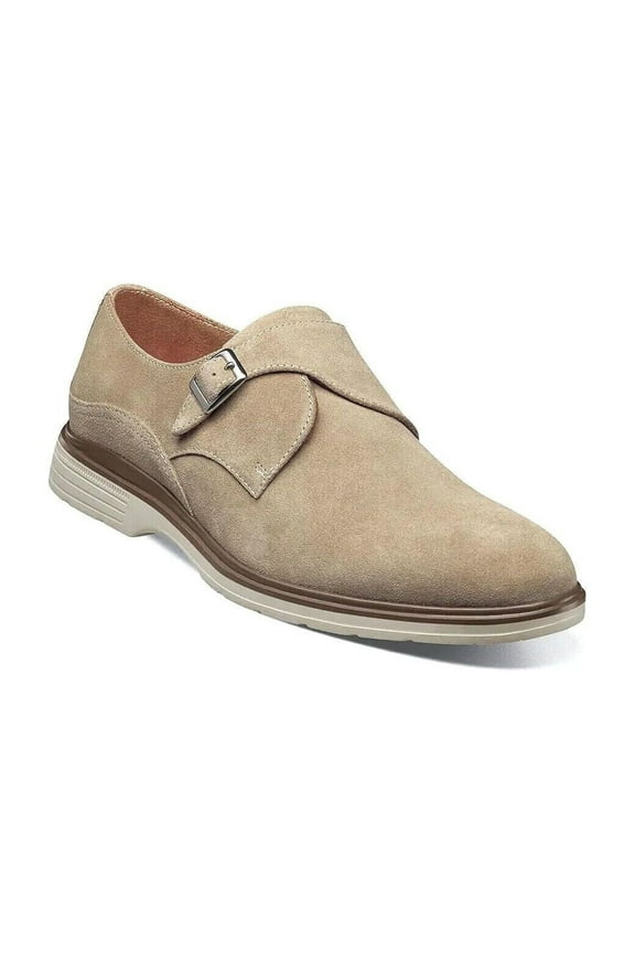 Men's Stacy Adams Taylen Plain Toe Monk Strap Casual Shoes Sandstone 25589-283