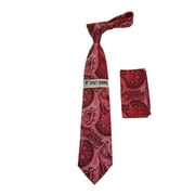 Mens Stacy Adams Tie and Hankie Set Fancy Woven Silky Satin #SAT52 Red