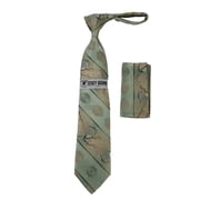 Mens Stacy Adams Tie and Hankie Set Fancy Woven Silky Satin #SAT54 Green
