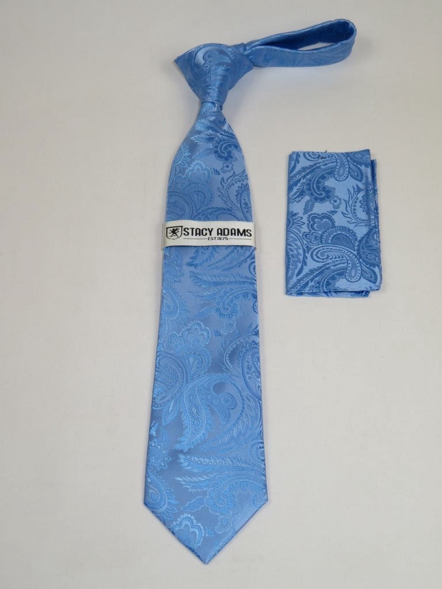 Men's Microfiber Grey Striped Fashionable Sky Blue NeckTie With Hankie Set - Men's Neck Ties - Mens Dress Tie - Trendy Mens Ties