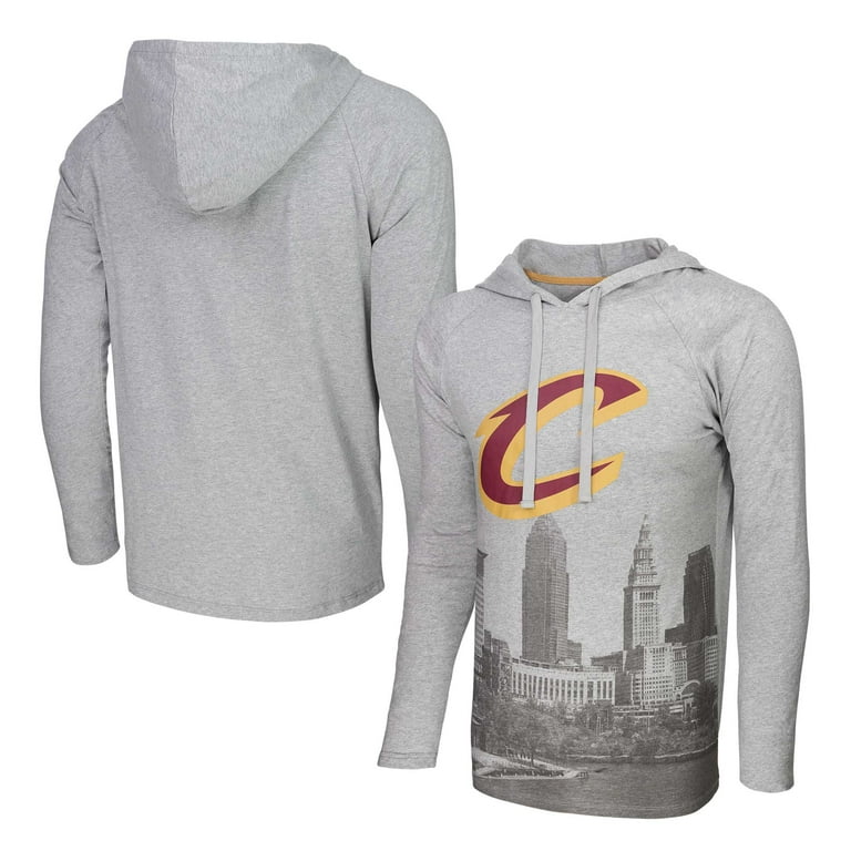 Men s Stadium Essentials Heather Gray Cleveland Cavaliers Atrium Raglan Long Sleeve Hoodie T Shirt Walmart