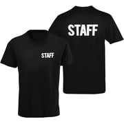 Mens Staff Short Sleeve T-Shirt BB, Chest Print, Black-White, Large
