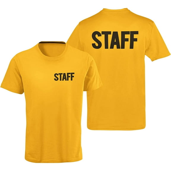 Men's Staff Short Sleeve T-Shirt BB, Chest Print, Gold-Black, XS