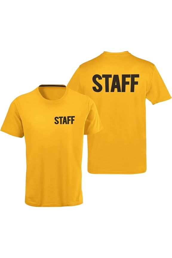 Men's Staff Short Sleeve T-Shirt BB, Chest Print, Gold-Black, XS