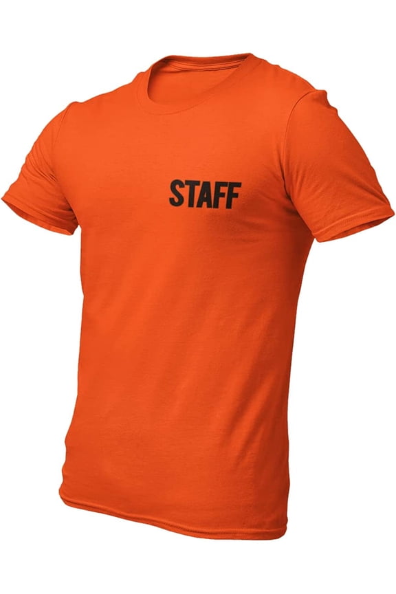 Men's Staff Short Sleeve T-Shirt BB, Chest Print, Orange-Black, X-Large