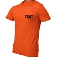 thumbnail image 1 of Men's Staff Short Sleeve T-Shirt BB, Chest Print, Orange-Black, XS, 1 of 4