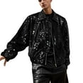 thumbnail image 1 of Men's Stagewear Performance Peplum Casual Jacket Coat with Sequins Lapel Long Sleeve Outerwear, 1 of 5