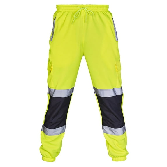 Men's Stain Resistant Enhanced Visibility Flat Front Work Pants High Visibility Bib Pan Safety Rain Gear, Hi Vis, Waterproof, Reflective, Work Overalls for Men