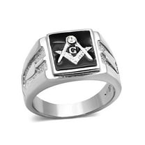 Men's Stainless Steel 316 Crystal Masonic Lodge Freemason Ring Band Size 14