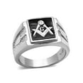 thumbnail image 1 of Men's Stainless Steel 316 Crystal Masonic Lodge Freemason Ring Band Size 9, 1 of 6