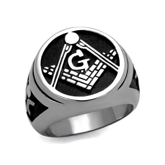 Men's Stainless Steel 316 and Epoxy Masonic Lodge Freemason Ring Band Size 8