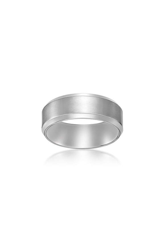 Men's Stainless Steel 8 MM Beveled Edge Ring for Men - Size 10.5