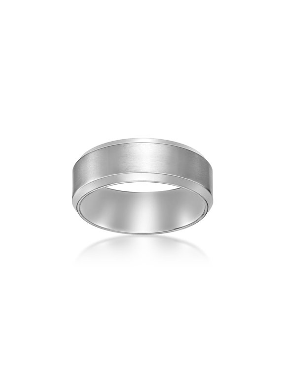 Men's Stainless Steel 8 MM Beveled Edge Ring for Men - Size 9.5