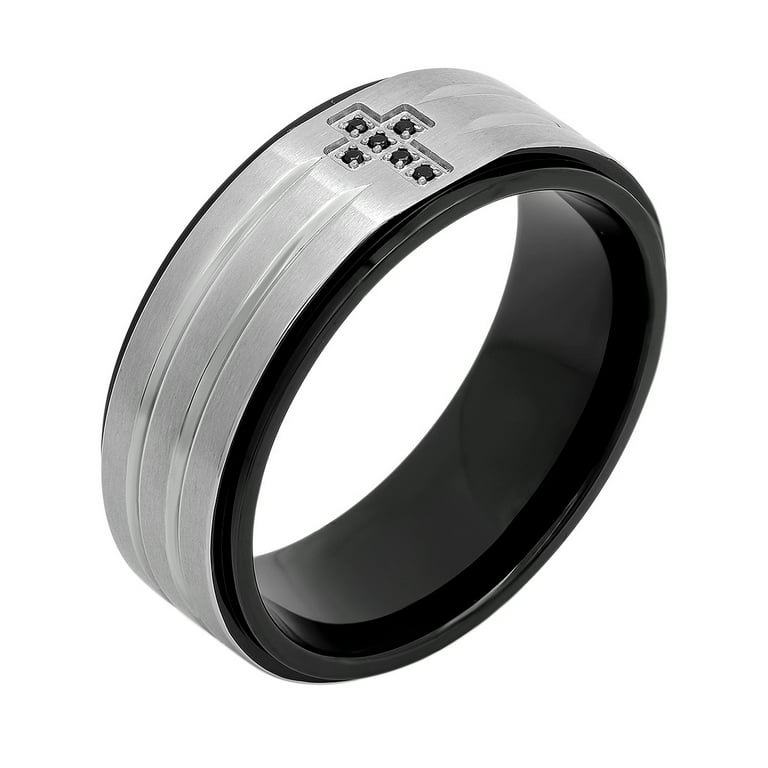 Stainless Steel Black Diamond 8mm Band Stainless Steel Black Diamond 8mm Band