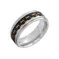 thumbnail image 1 of Men's Stainless Steel 8MM Black and Gold Carbon Fiber Wedding Band - Mens Ring, 1 of 5