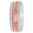 thumbnail image 1 of Men's Stainless Steel 8mm Brown Double Milgrain Finish Wedding Band - Mens Ring, 1 of 3