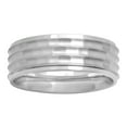 thumbnail image 1 of Men's Stainless Steel 8mm Hammer Finish Triple Grooved Concave Wedding Band - Mens Ring, 1 of 2