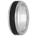 thumbnail image 1 of Men’s Stainless Steel 8mm Two-Tone Black Mesh Wedding Band, 1 of 5