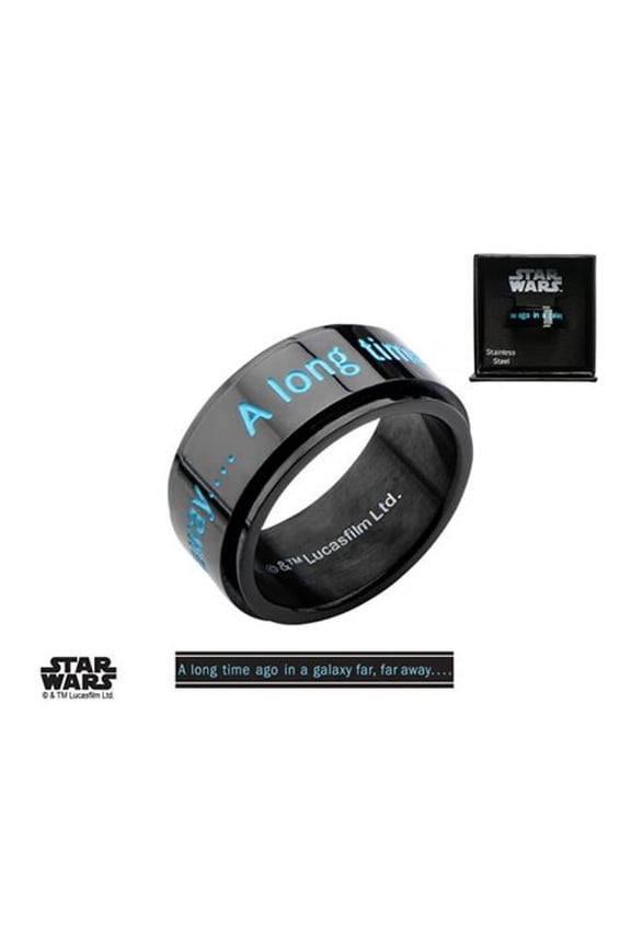 Men's Stainless Steel "A long time agoà " Black IP Spinner Ring