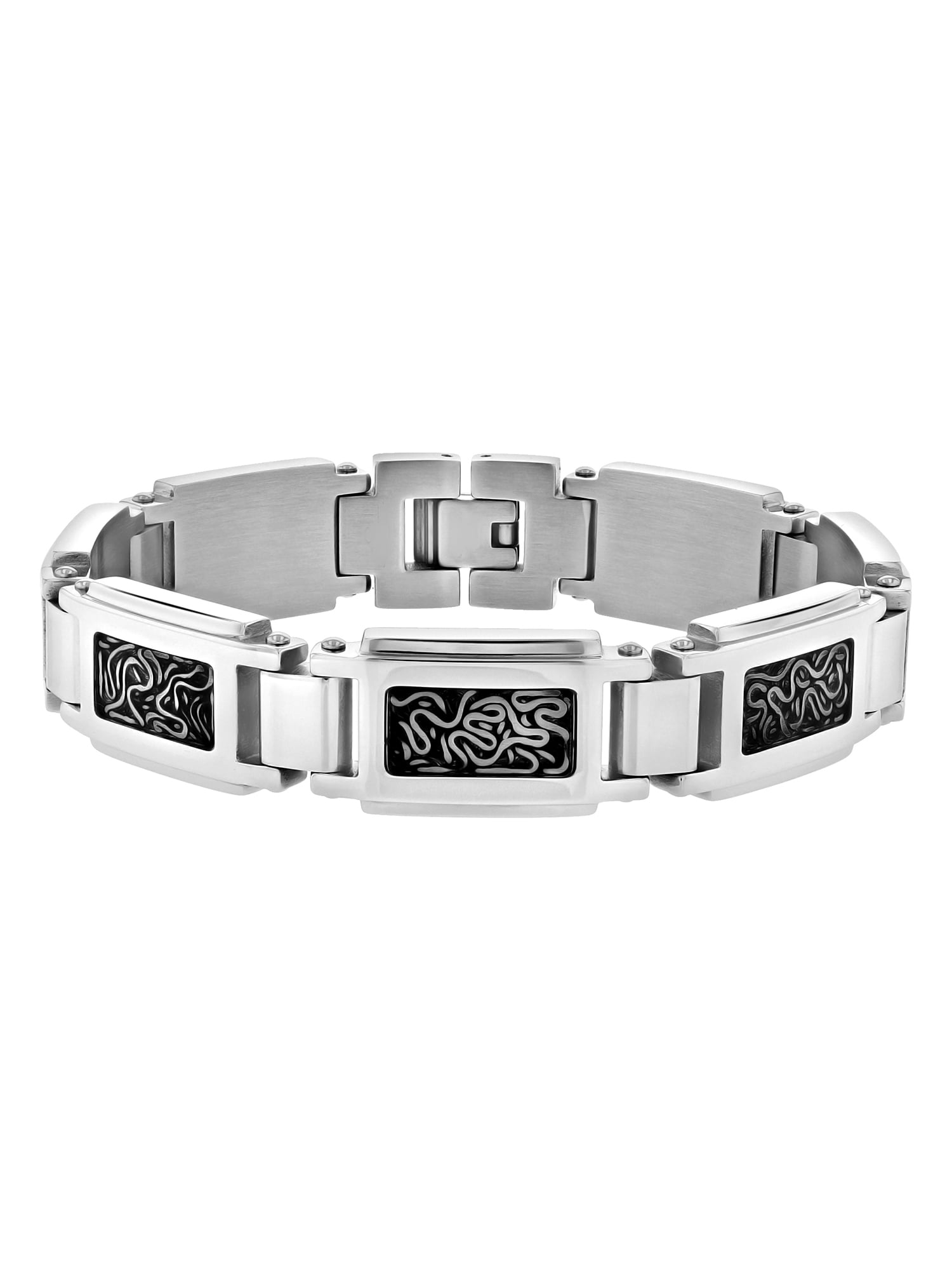 【BLACKPURPLE】23FW★ Luminary Slim Bracelet Men's Stainless Steel Abstract Inlay Link Bracelet - Walmart.com