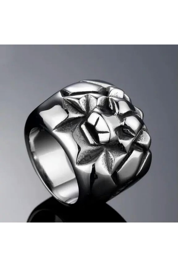 Men's Stainless Steel Anime Lion Head Ring Motor Biker Punk Hip Hop Jewelry