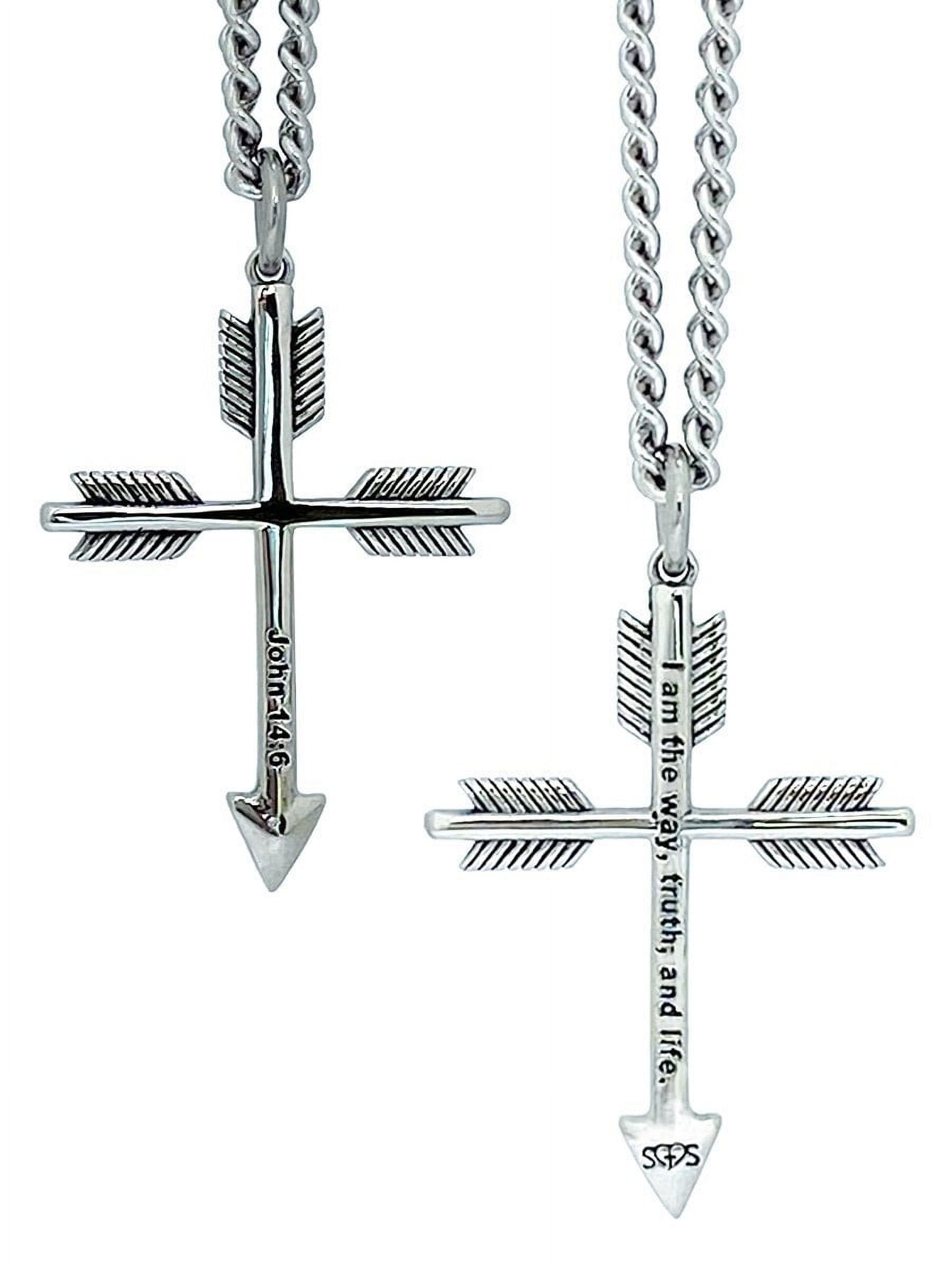 Men's Stainless Steel Arrow Cross Necklace - John 14:6 by Shields of ...