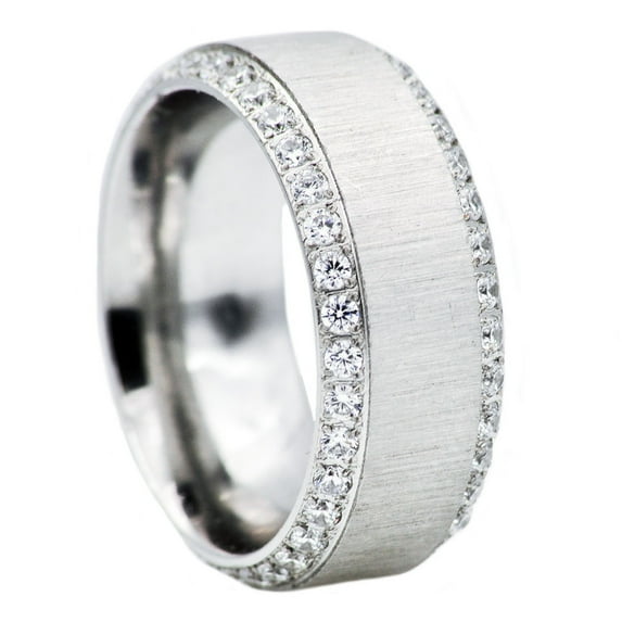 Men's Stainless Steel Band With Cubic Zirconia.