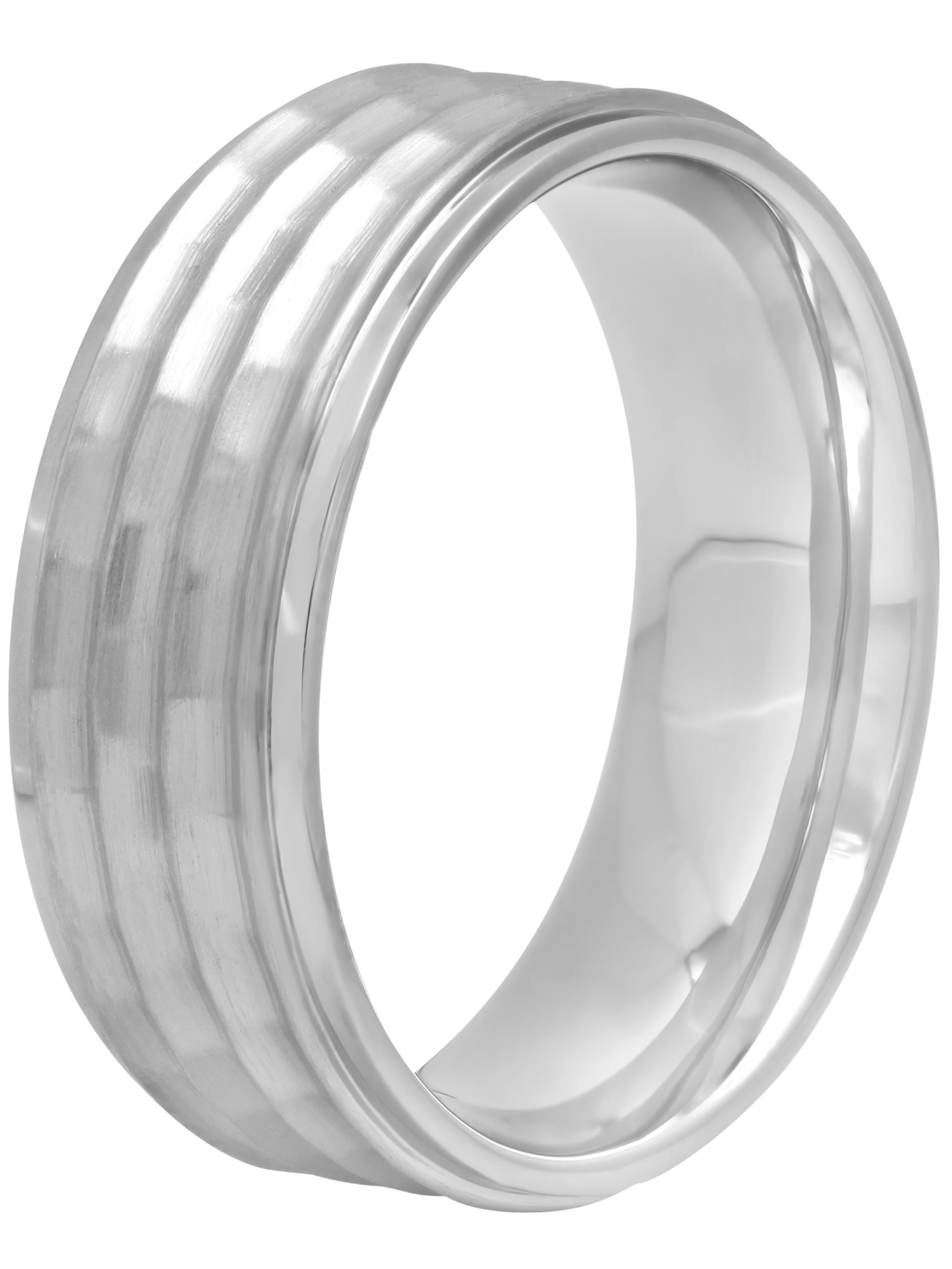 Men's Stainless Steel Bark Finish Wedding Ring Band