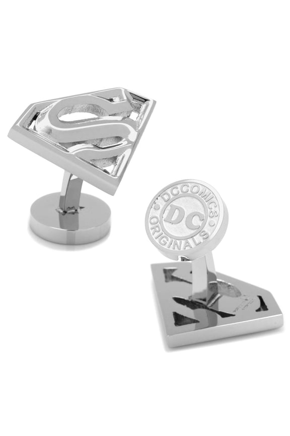 Men's Stainless Steel Beveled Superman Shield Cufflinks