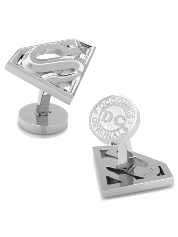 Men's Stainless Steel Beveled Superman Shield Cufflinks