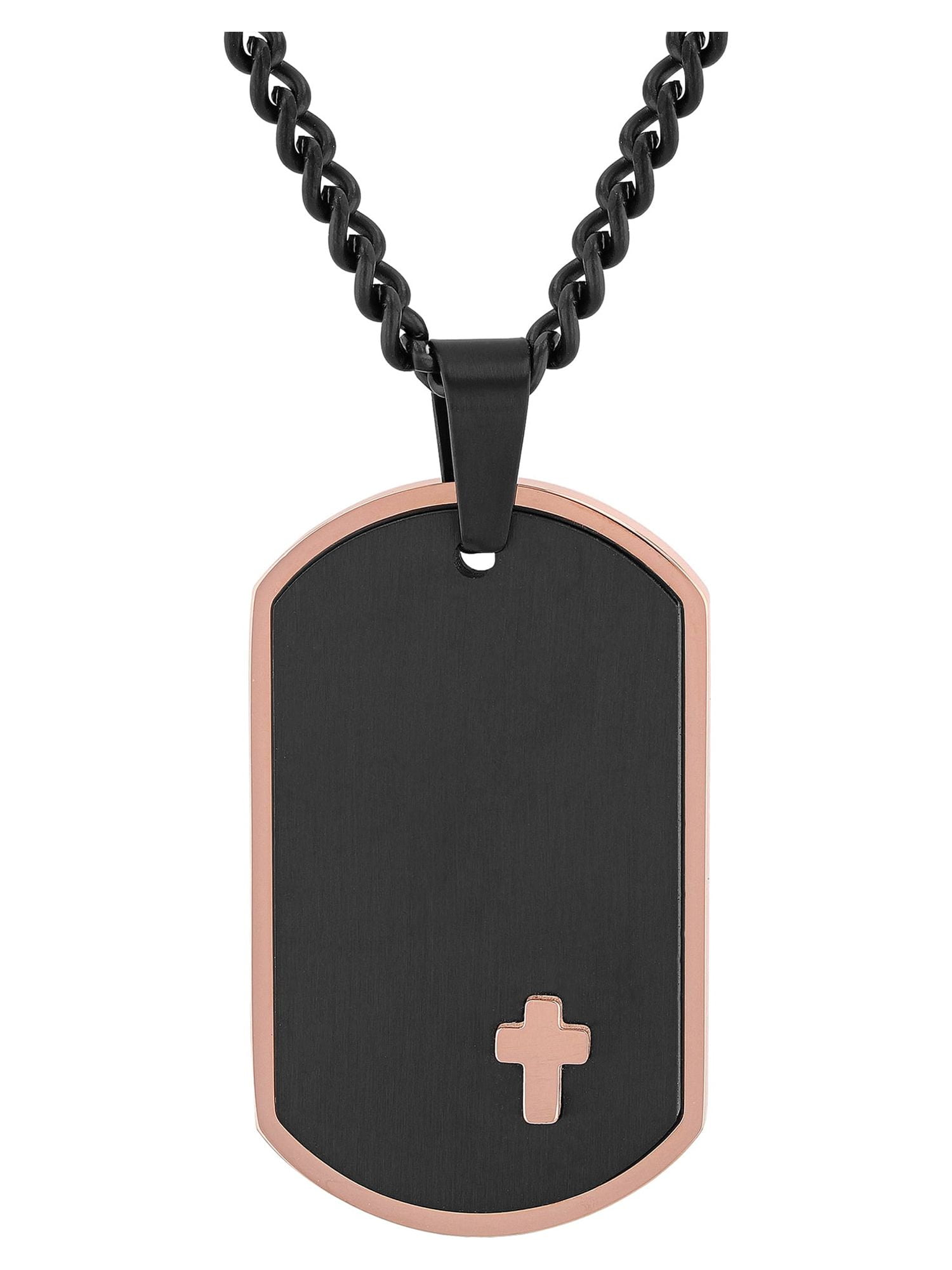 Mens Gold Stainless Steel Engravable Dog Tag Pendant Necklace