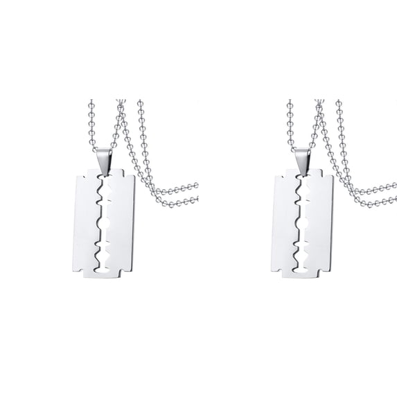 Men's Stainless Steel Blade Pendant And Chain Necklace, Silver