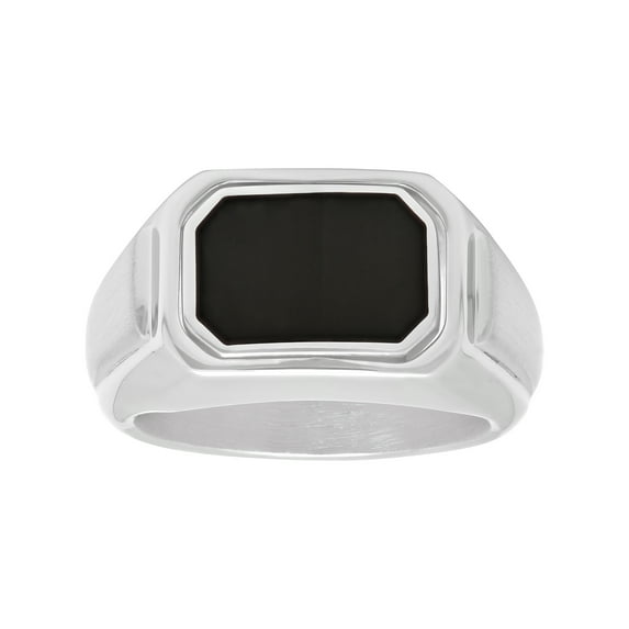 Men’s Stainless Steel Bold Black and Diamond Accent Reversible Fashion Flip Mens Ring