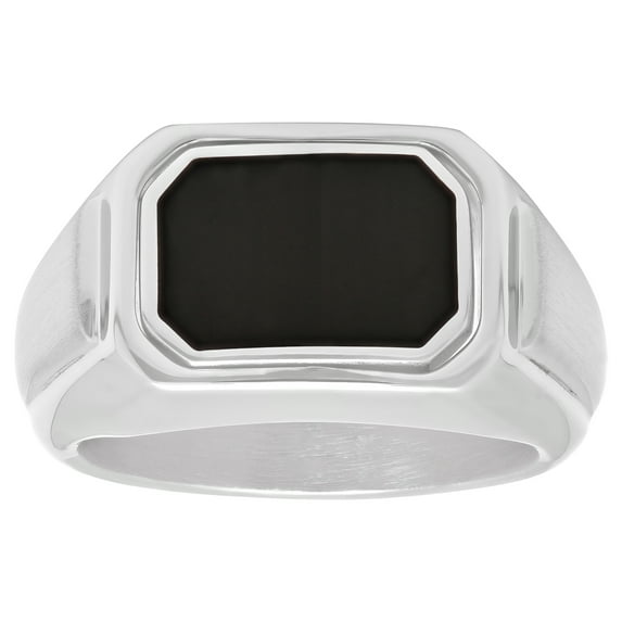 Men’s Stainless Steel Bold Black and Diamond Accent Reversible Fashion Flip Mens Ring