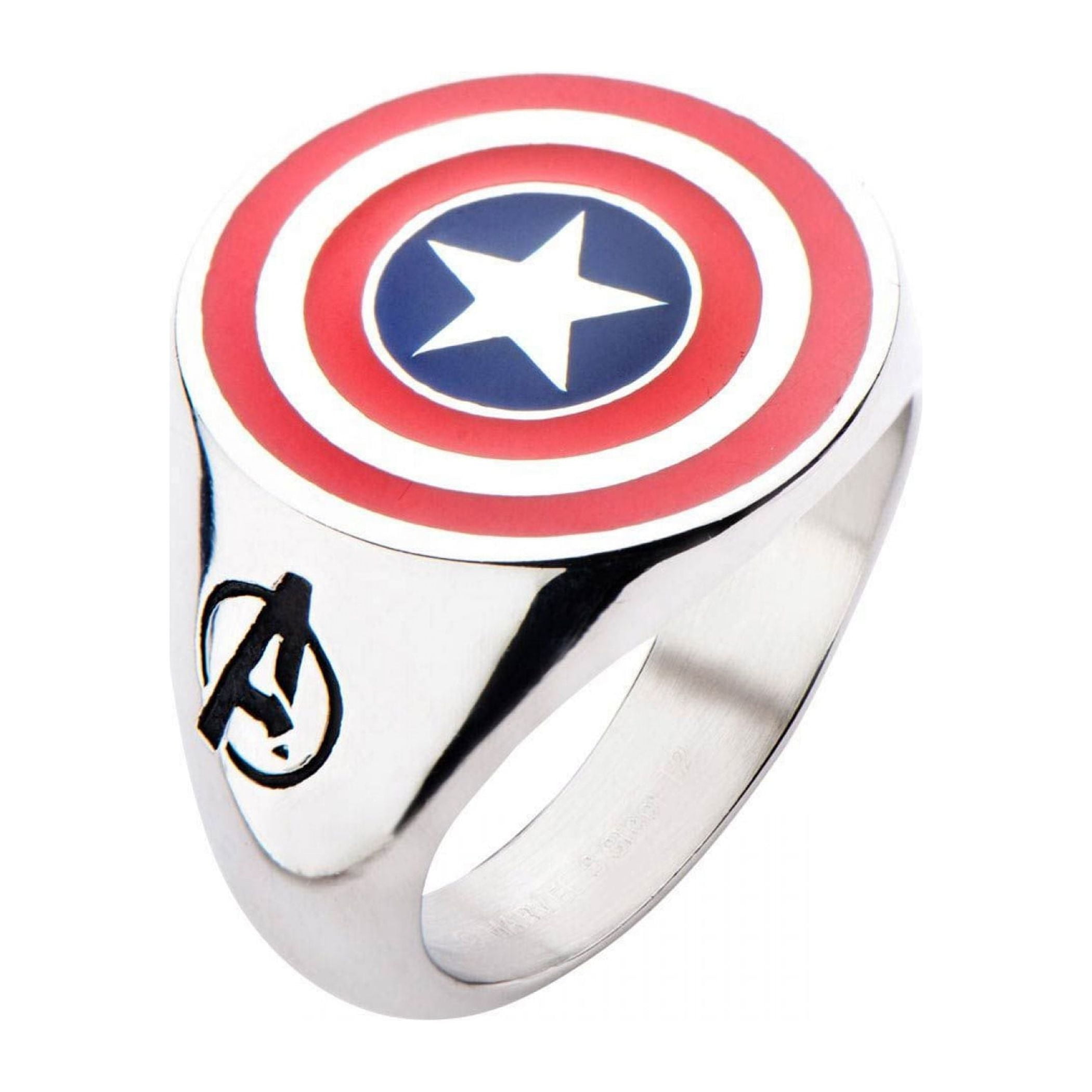 Men's Stainless Steel Captain America Shield Logo Ring