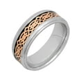 thumbnail image 1 of Men's Stainless Steel Carbon Fiber and Rose IP-Plated Inlay Ring, 8mm, 1 of 5