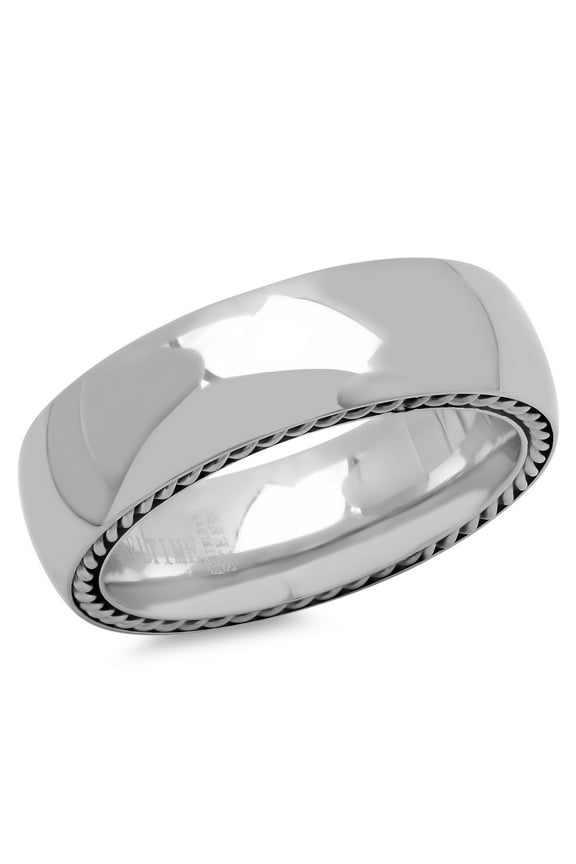 Men's Stainless Steel Chain Link Inlay Ring