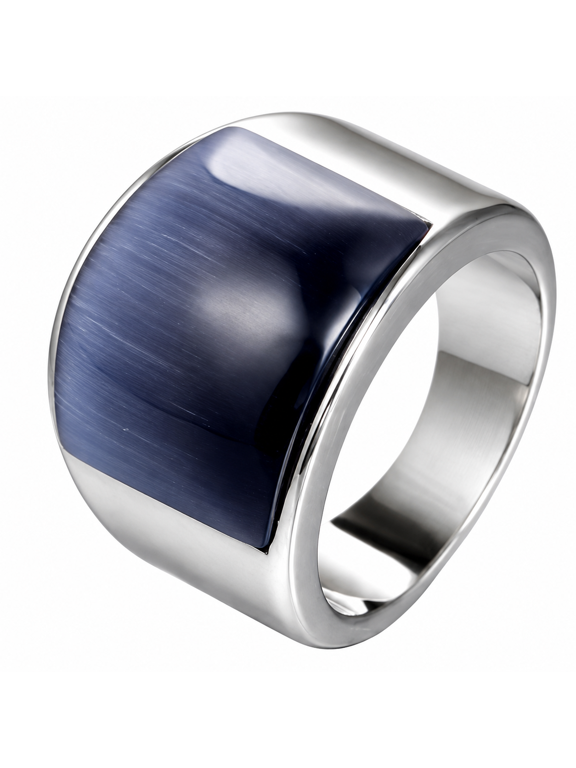 Men’s Stainless Steel Color Panel Ring, Modern Wide Band Statement Ring for Men, Sizes 7-12, Daily Wear Work Outfit Date Night Gift for Him