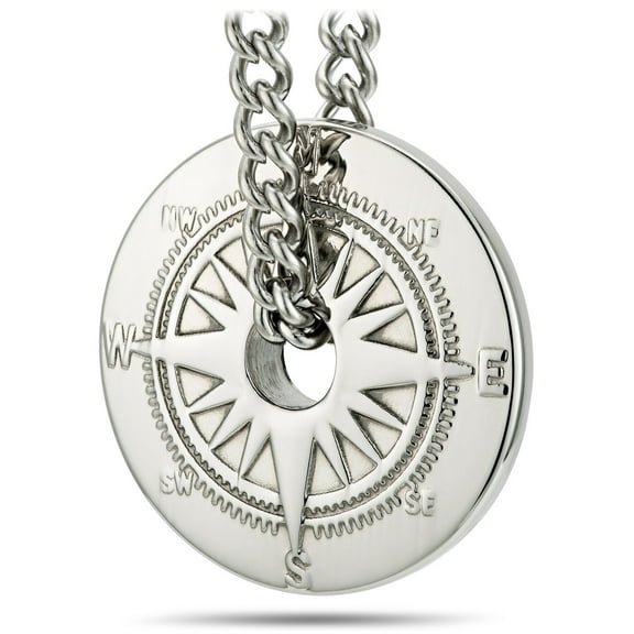 Men's Stainless Steel Compass Necklace - Psalm 25:4-5 by Shields of Strength