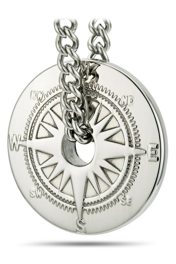 Men's Stainless Steel Compass Necklace - Psalm 25:4-5 by Shields of Strength