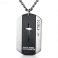 thumbnail image 1 of Men's Stainless Steel Cross Dog Tag Necklace - Philippians 4:13 / Proverbs 4:23 / Joshua 1:9 Engraved Religious Pendant, Faith Jewelry for Men, Trendy Streetwear Accessory for Daily Wear, Baptism & B, 1 of 3