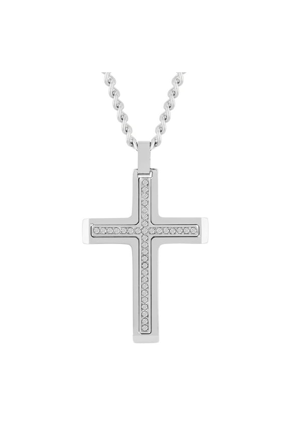 Men's Stainless Steel Cross Pendant - Believe by Brilliance