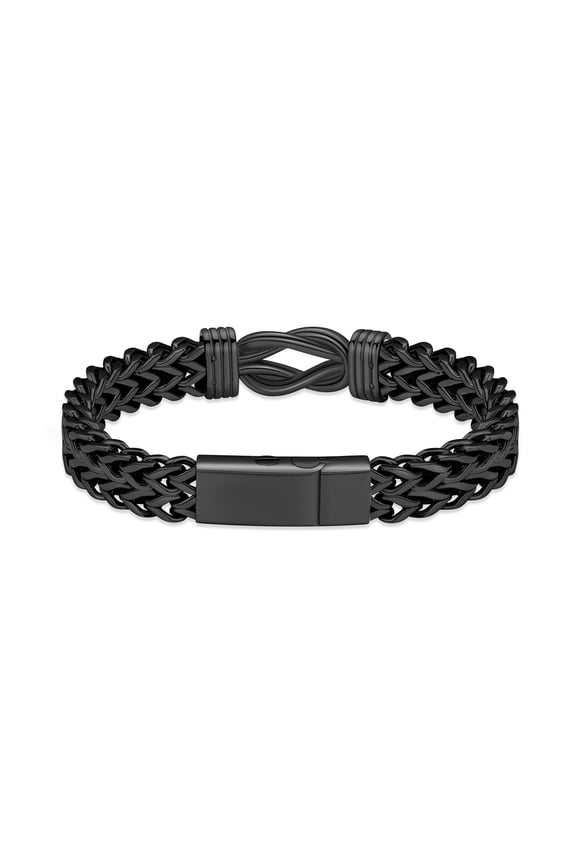 Men's Stainless Steel Cuban Chain Link Bracelet Magnetic Snap with Small Hole for Ashes Holder Funeral Urn Bracelet for Ashes